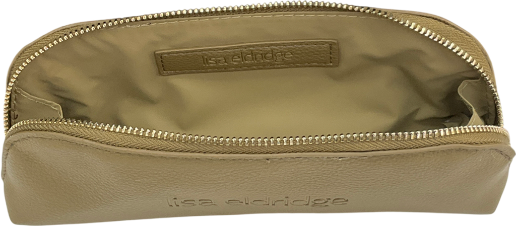 lisa eldridge Stylish Limited Edition Olive Green Makeup Case With Gold Zip Logo One Size