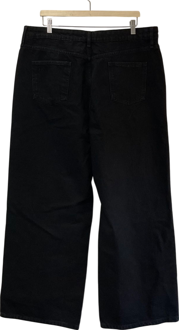 Nobody's Child Black High Rise Wide Leg Jeans UK 18
