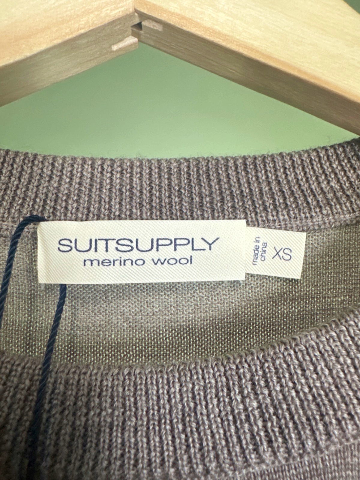 Suit Supply Taupe Merino Wool Crew Neck Sweater UK XS