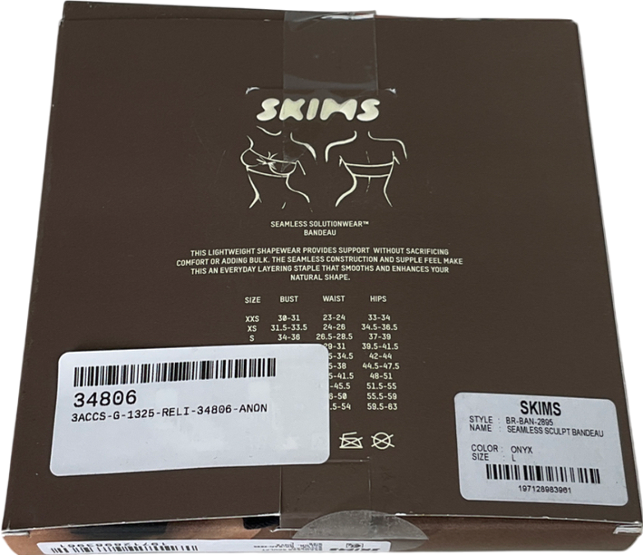 SKIMS Black Seamless Sculpt Bandeau - Onlyx UK L