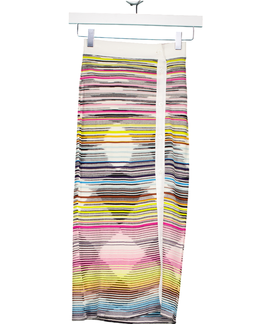 Missoni Multicoloured Button Embellished Wool Blend Stretch Midi Skirt IT38 UK 6