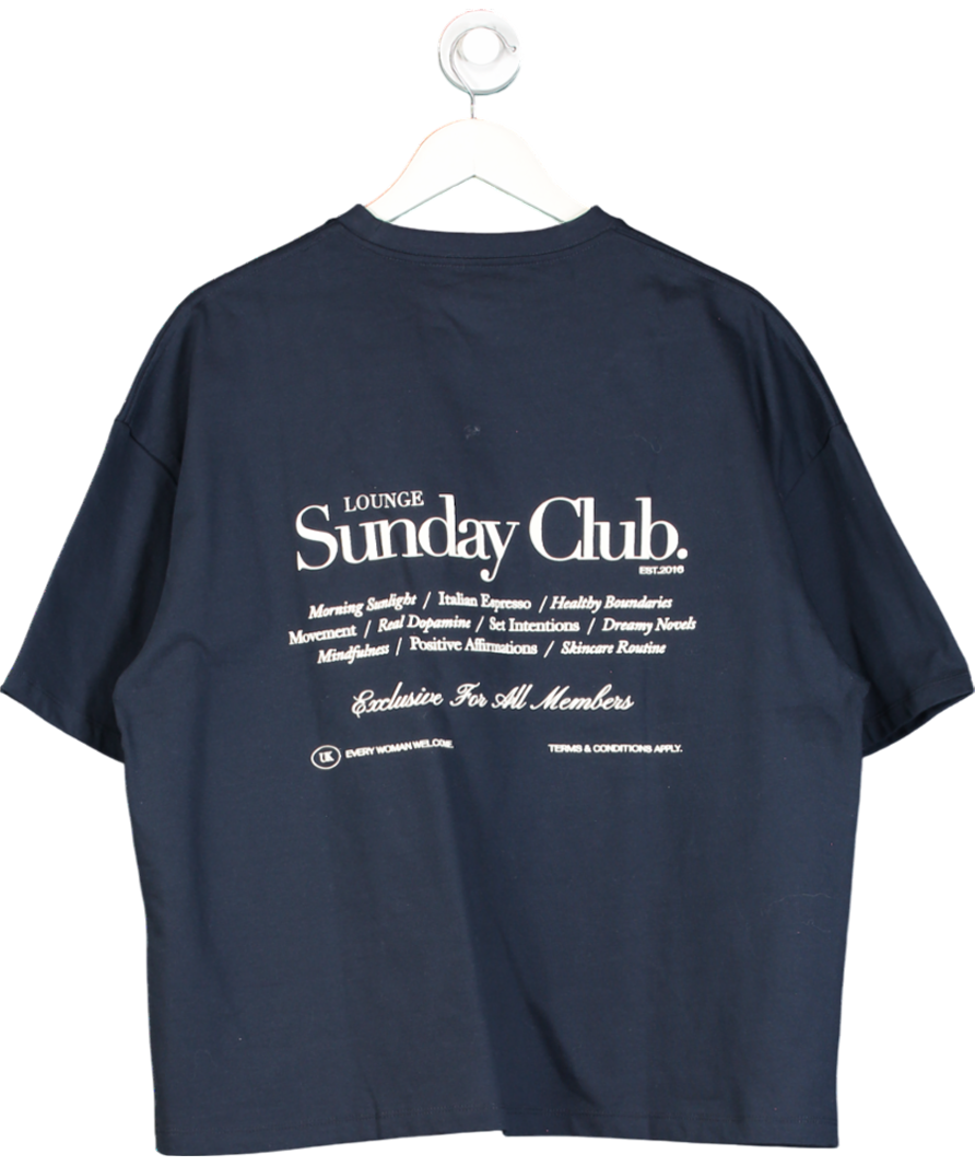 Blue Lounge Boxy Sunday Club T Shirt UK S
