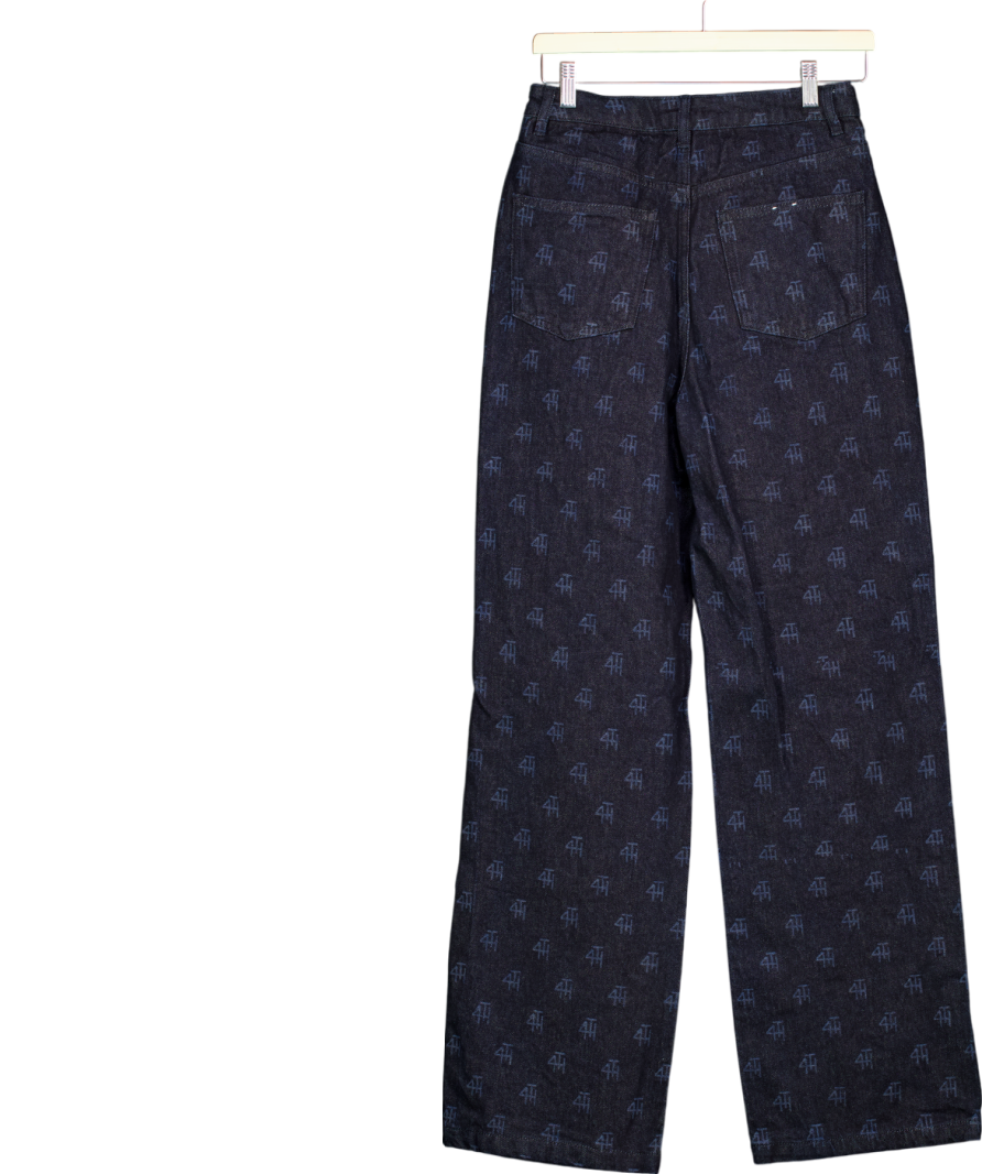 4th & Reckless Blue Denim Logo Laserprint Straight Leg Jeans UK 10