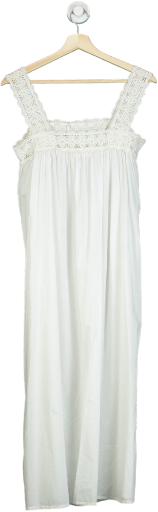 Hank & Hera White Sleeveless Lace Detail Long Dress UK XS