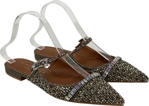 KURT GEIGER Beige Strass Embellished Buckle Flat Mules UK 4 EU 37