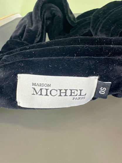 Maison Michel Black Velvet Turban Headband OS