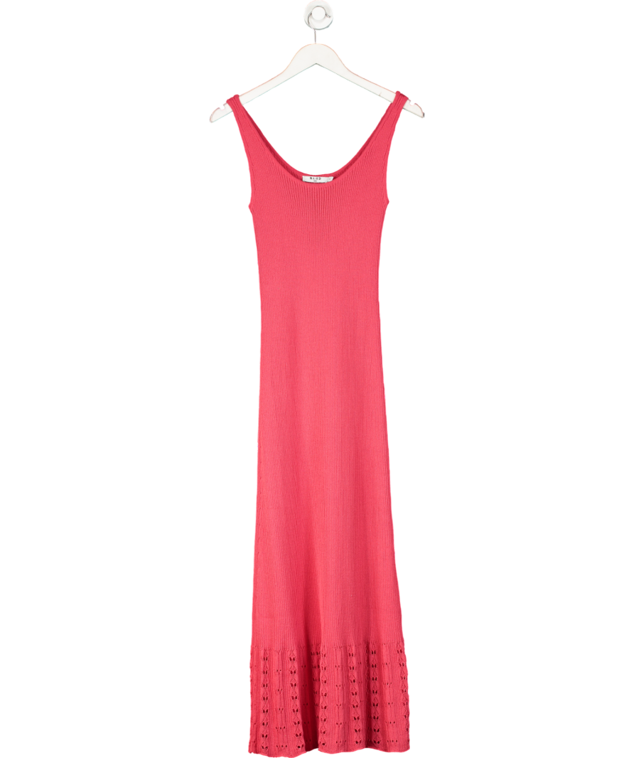 NA-KD Red Knitted Scoop Neck Crochet Midi Dress UK S