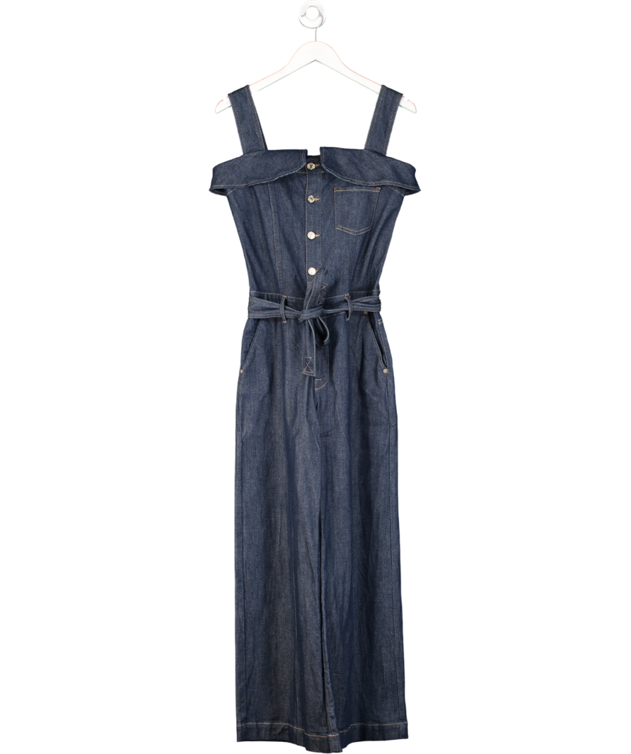 7 For All Mankind Blue Bandeau Denim Jumpsuit UK S