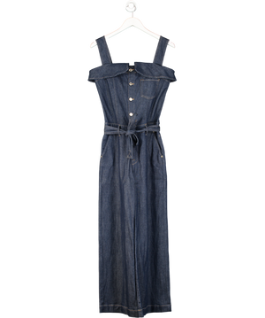 7 For All Mankind Blue Bandeau Denim Jumpsuit UK S