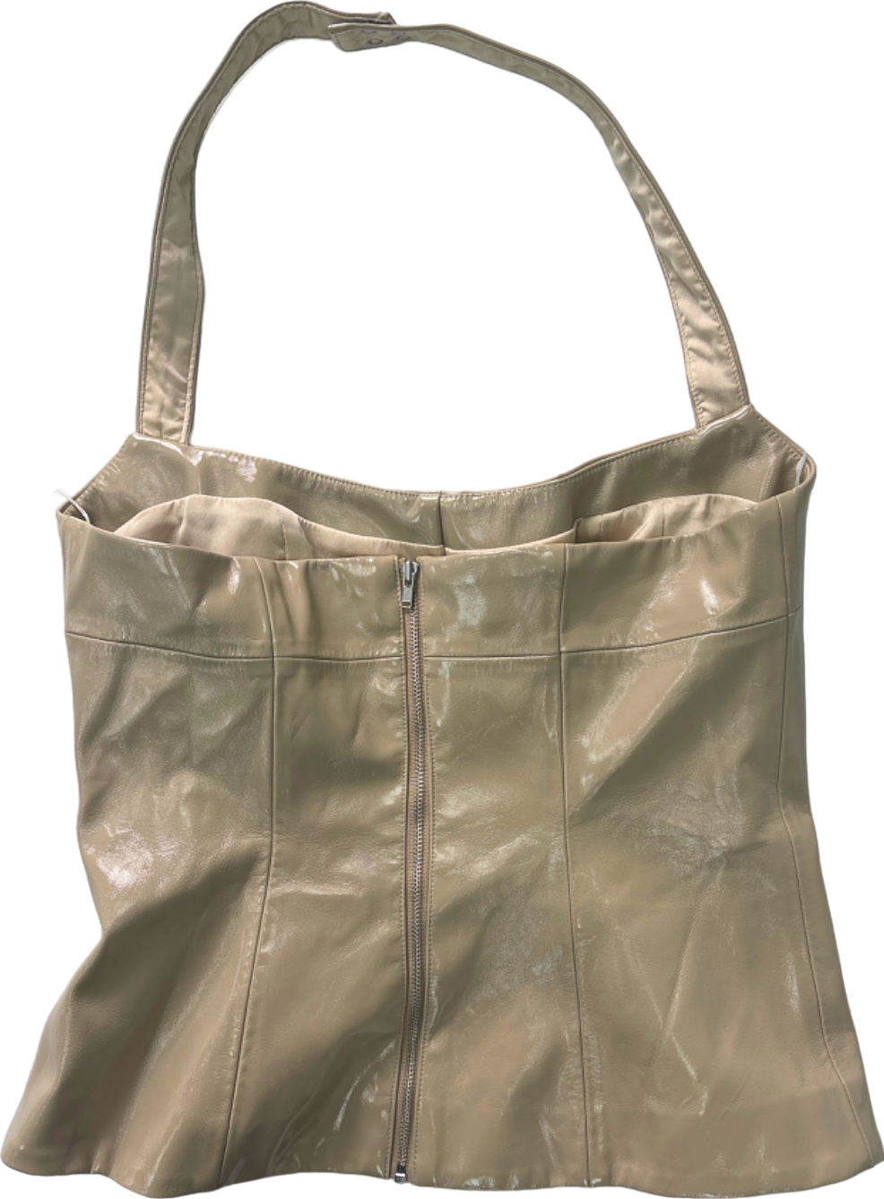 LPA Beige Faux Leather Corset Top UK S