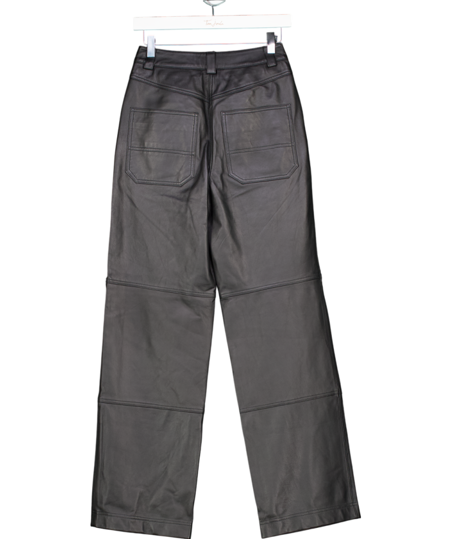 Topshop Black Straight Leg Faux Leather Vinyl Trouser UK 6