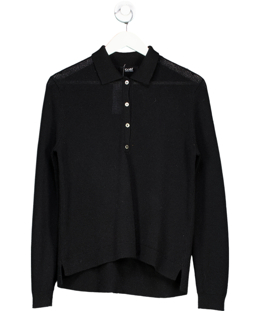 gobi Black Cashmere Polo Jumper UK M