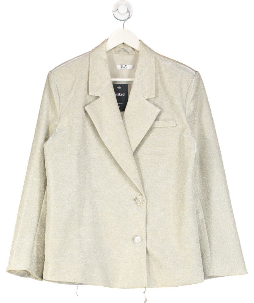 SLA the label Metallic Champagne Glitter Palma Oversize Blazer UK XS