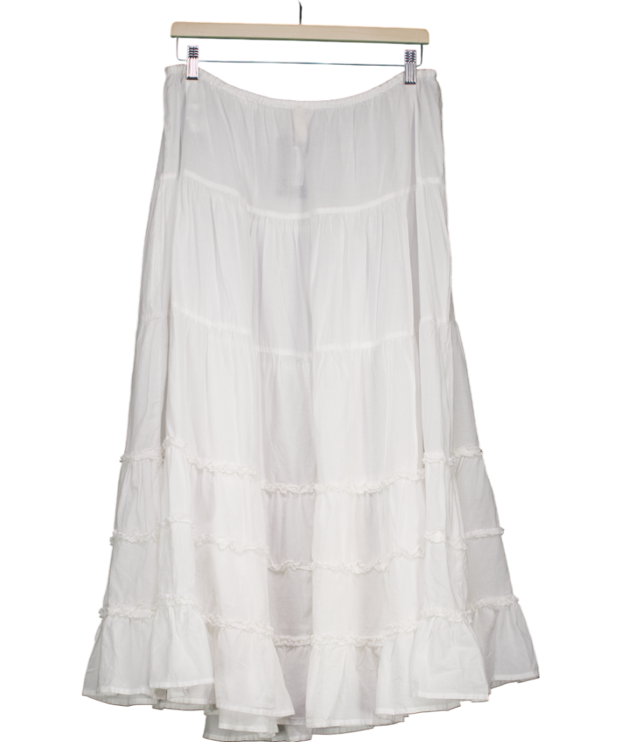 Stradivarius White Cotton Maxi Skirt UK XL