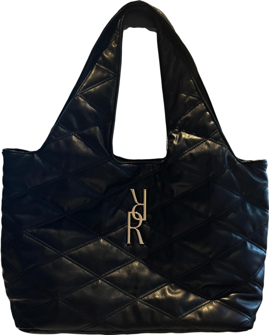 River Island Black Oversized Quilted Rr Slouch Large Tote- Bag