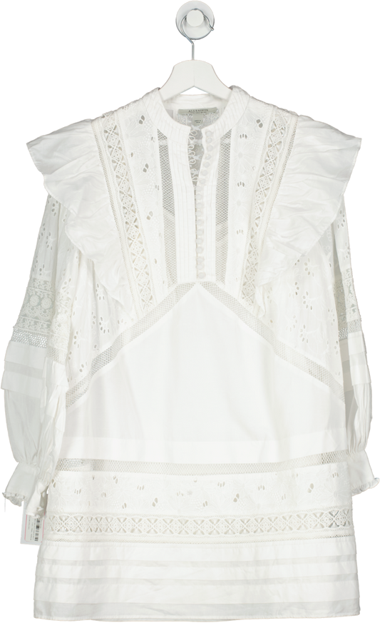 All Saints White Lace Insert Mini Dress UK 6