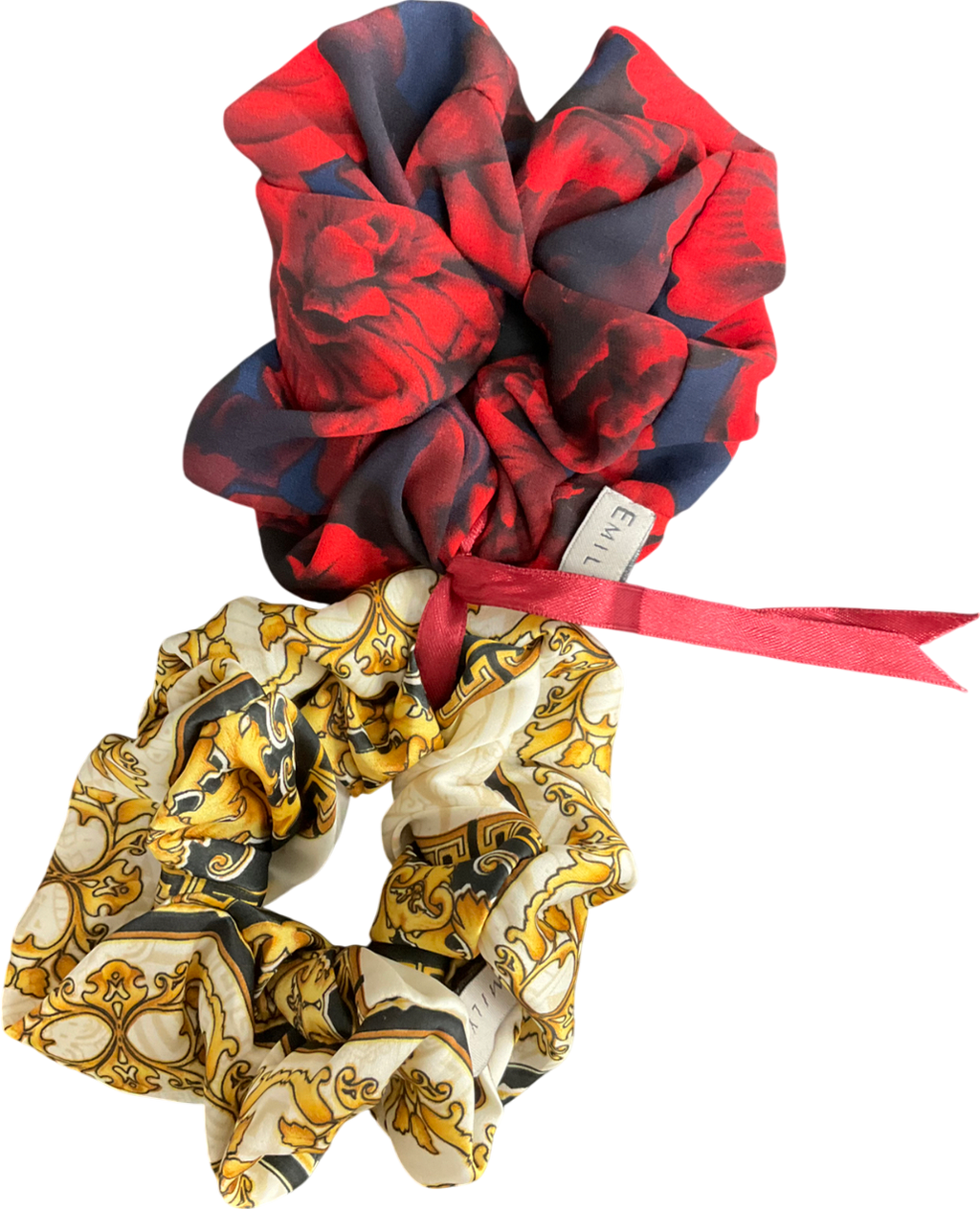 Emily london Multicoloured Large Silk Scrunchie - Baroque + Antique Floral One Size