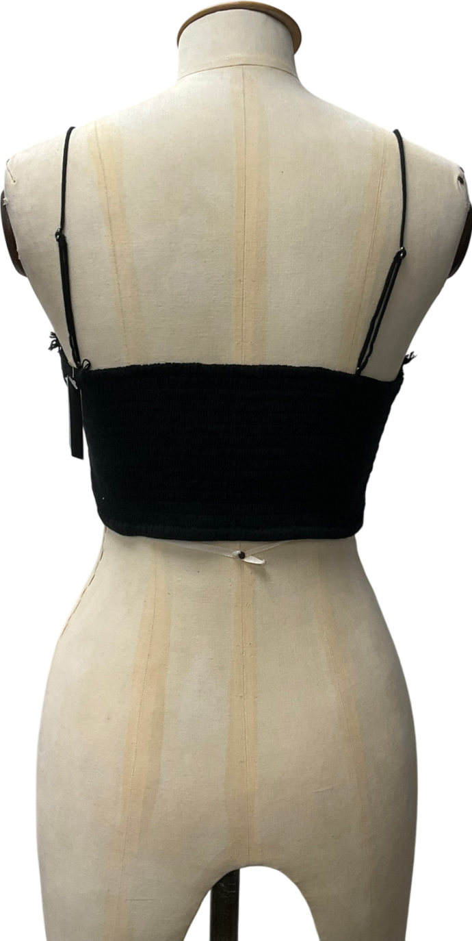 Free People Black crochet Lace Athena scallop Crop Top UK M