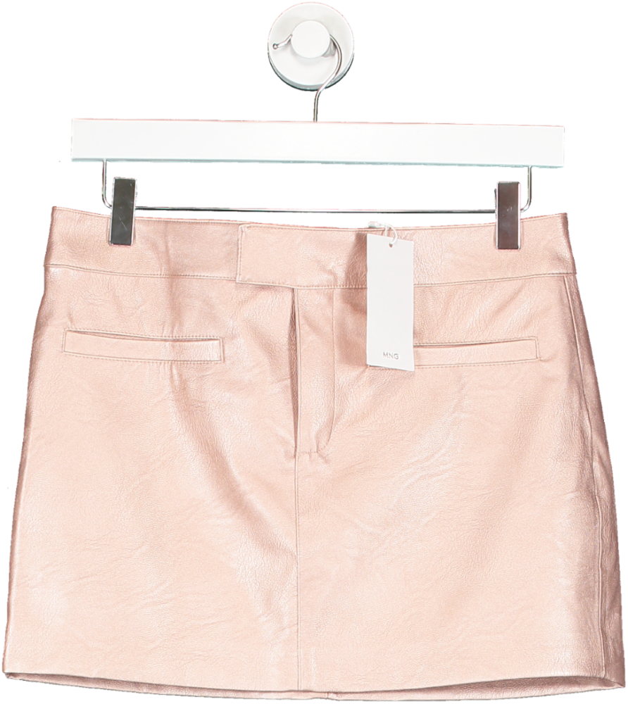 MANGO Pink Metallic Leather-effect Mini Skirt UK 8