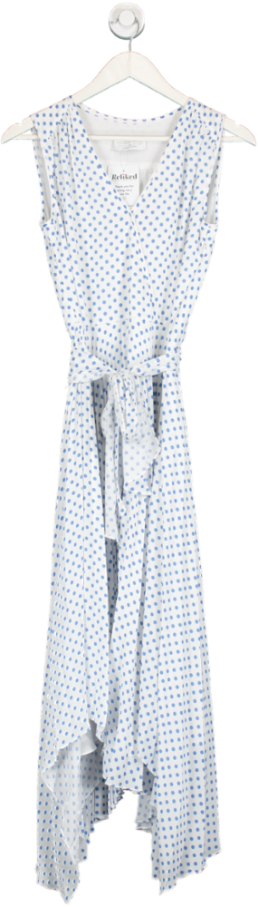 Fenn Wright & Mason White Polka Dot Dress With Pleated Skirt UK S