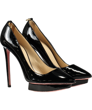 JF London Black Patent Leather Pointed Heels UK 6 EU 39