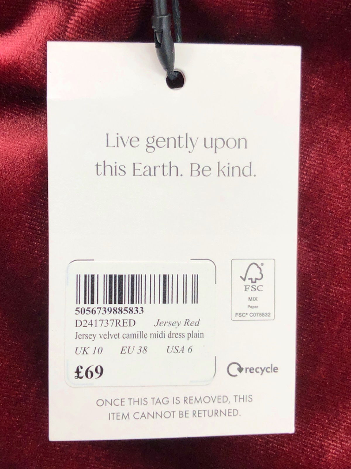 Nobody's Child Red Jersey Velvet Camille Midi Dress UK 10