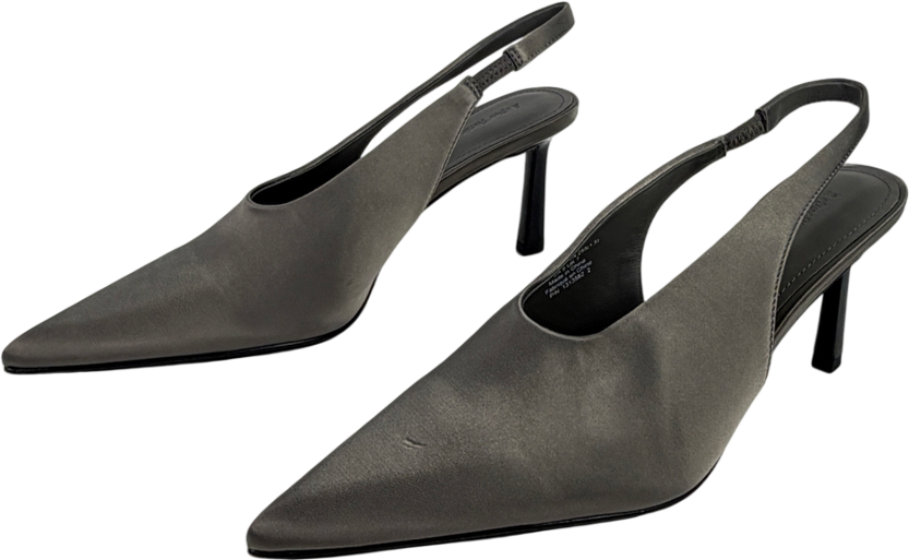 & Other Stories Grey Satin Slingback Pumps UK 7 EU 40