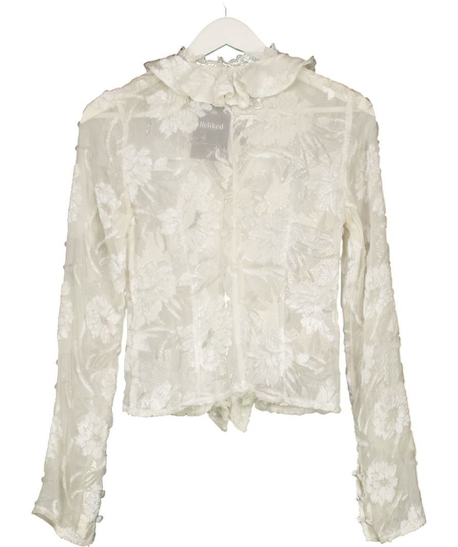 Coperni Cream Ruffled Silk Top UK 6