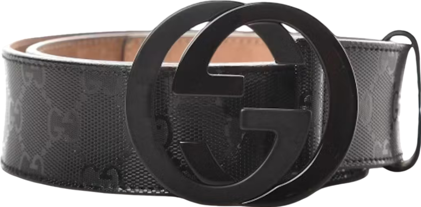 GUCCI GG Imprime Interlocking G Black Buckle Belt Sz90 W30