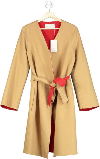 Johnstons of Elgin Camel Wool-Cashmere Blend Coat UK S