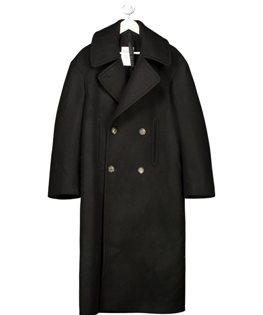 Petar Petrov Black Matin Oversized Double Breasted Coat UK 8