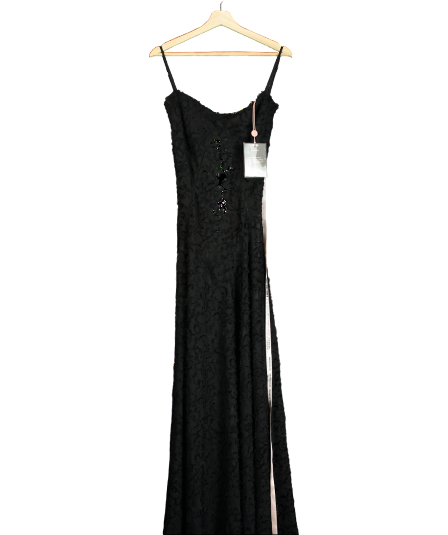 House of CB Black Seren Corseted Floral-jacquard Woven Maxi Dress UK S