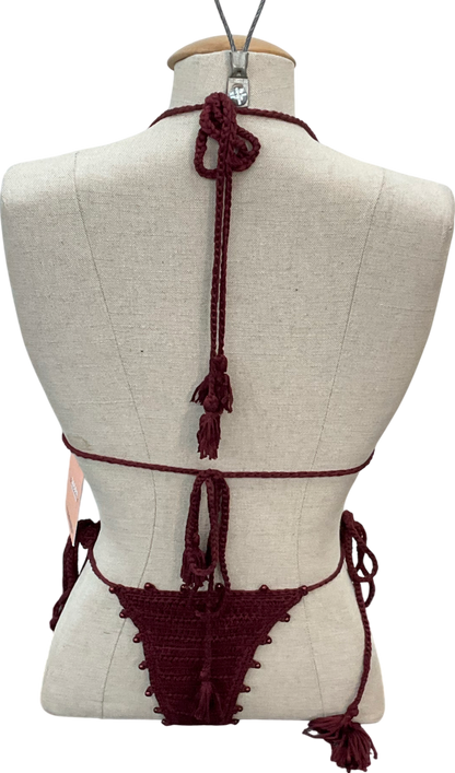 Mars the Label Red The Crochet Bikini - Wine UK S