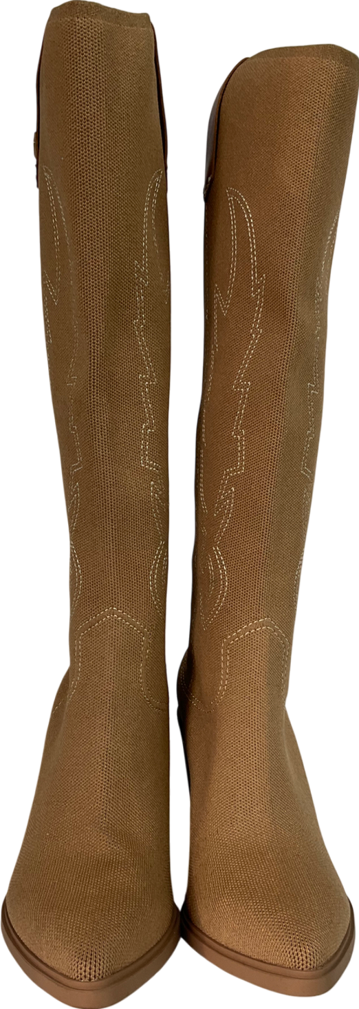 vivaia Beige Pointed-toe Western Knee-high Boots UK 4 EU 37 👠