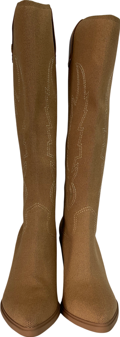 vivaia Beige Pointed-toe Western Knee-high Boots UK 4 EU 37 👠