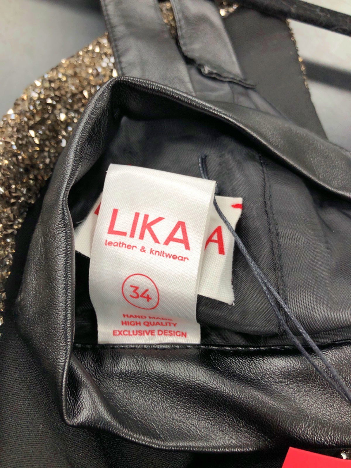 LIKA Black Glitter Bow Crop Top UK 6