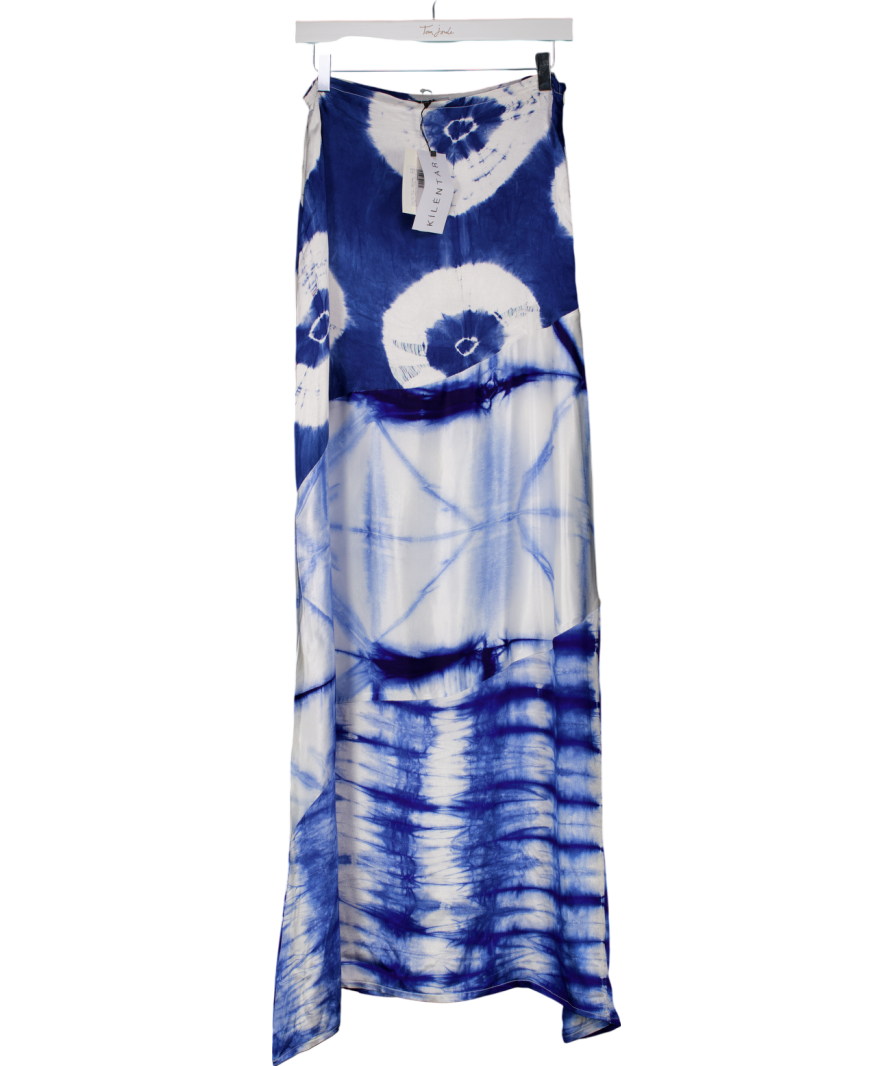 Kilentar Blue Wata 100% Silk Hand-dyed Maxi Skirt UK 8