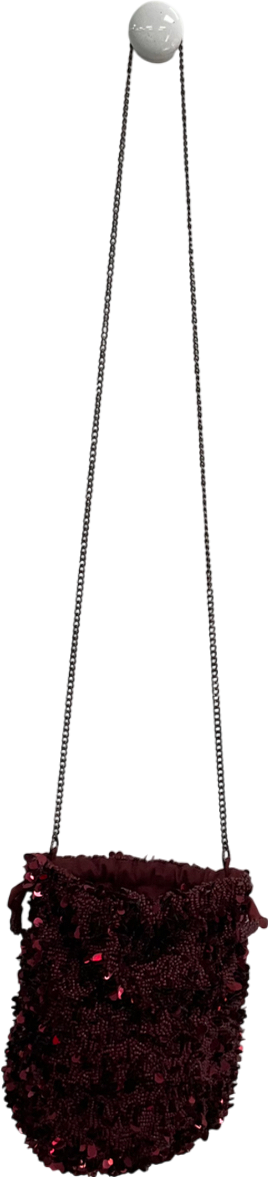 Pull&Bear Red Sequin Dawstring Bag