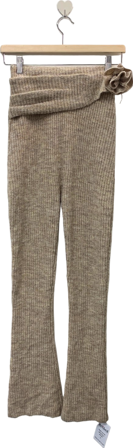 Wanderdoll Beige Ribbed Sweater Pants Small