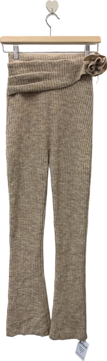 Wanderdoll Beige Ribbed Sweater Pants UK S