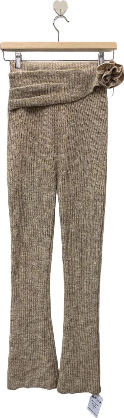 Wanderdoll Beige Ribbed Sweater Pants Small