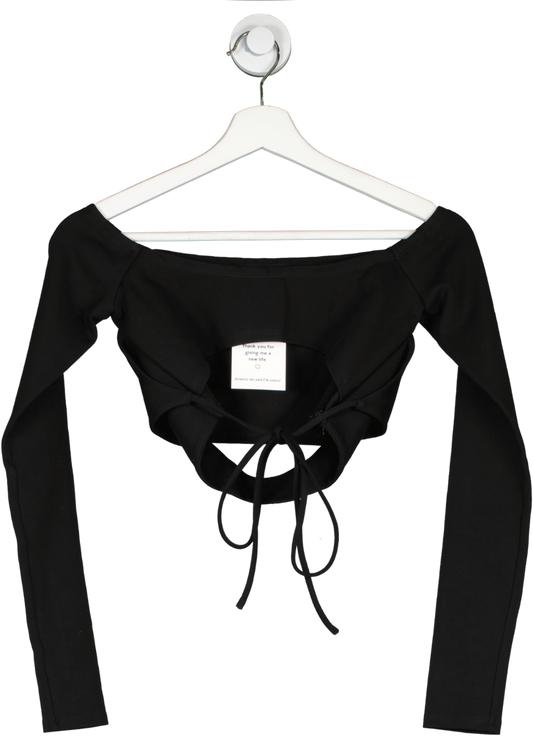 h:ours Black Revolve Long Sleeve Crop Top UK XS