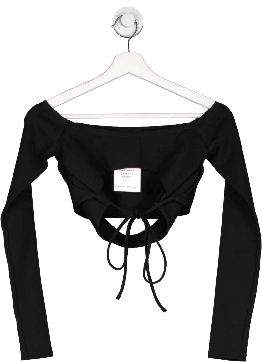 h:ours Black Revolve Long Sleeve Crop Top UK XS