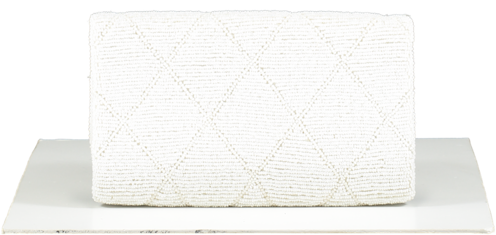 Monaveen White Medium Sized Personalised Clutch