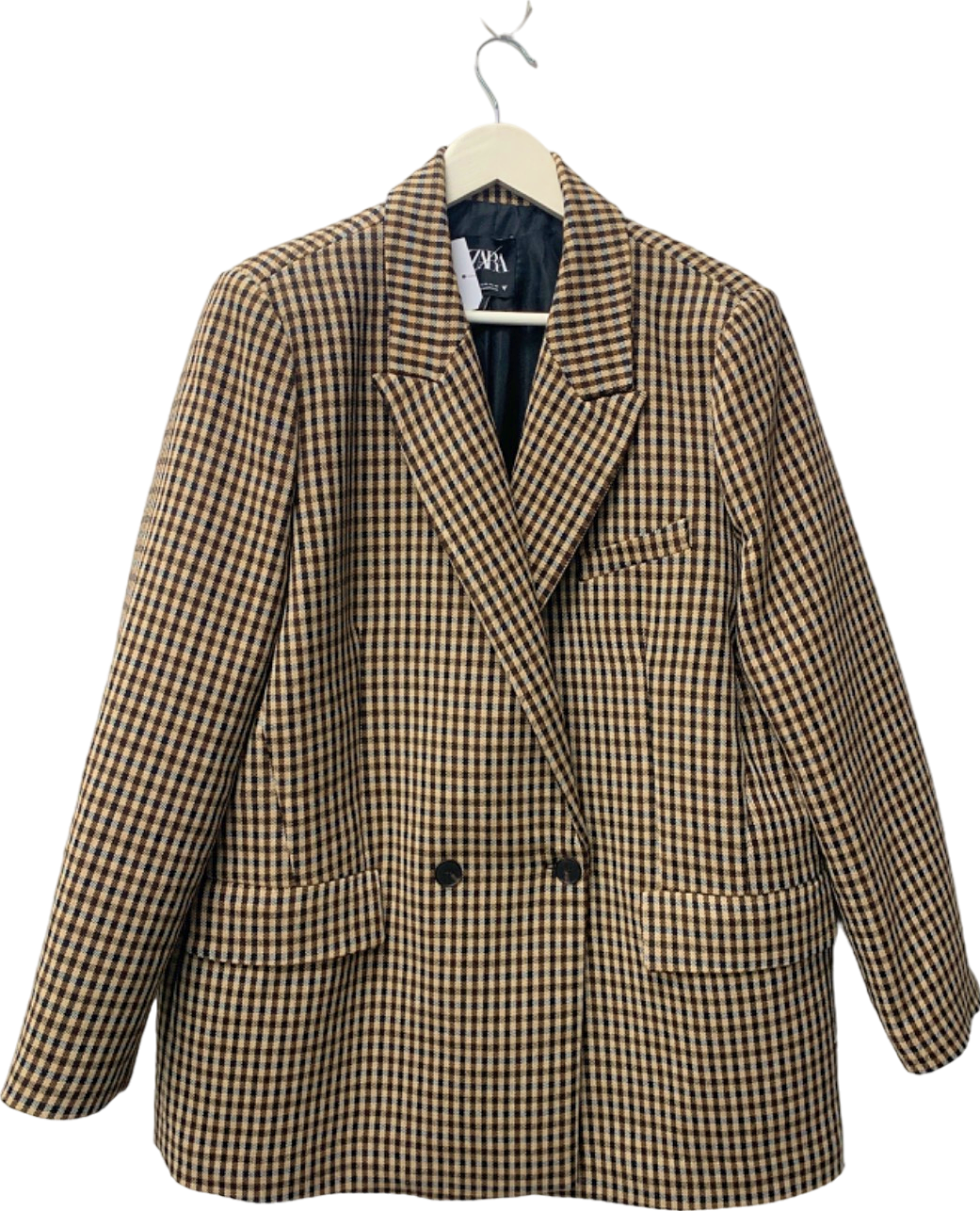 Zara Brown Checked Blazer UK XXL