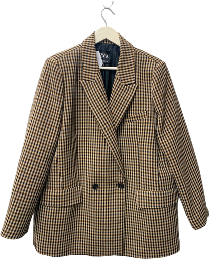 Zara Brown Checked Blazer UK XXL