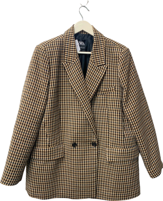 Zara Brown Checked Blazer UK XXL