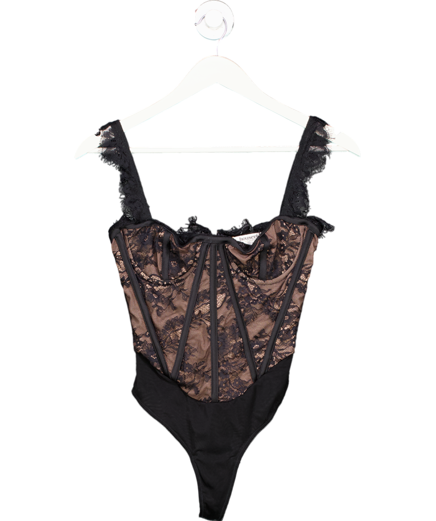 House of CB Black Emilie Lace Corset Bodysuit UK S