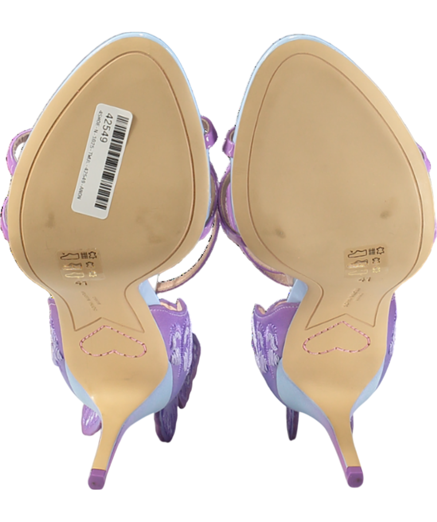 Sophia Webster Blue / Lilac Chiara Embroidered Satin Heeled Sandals UK 8 EU 41 👠