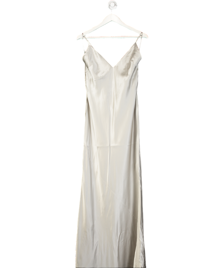 H&M Grey Studio Collection Silver 100% Organic Silk Slip Dress UK M